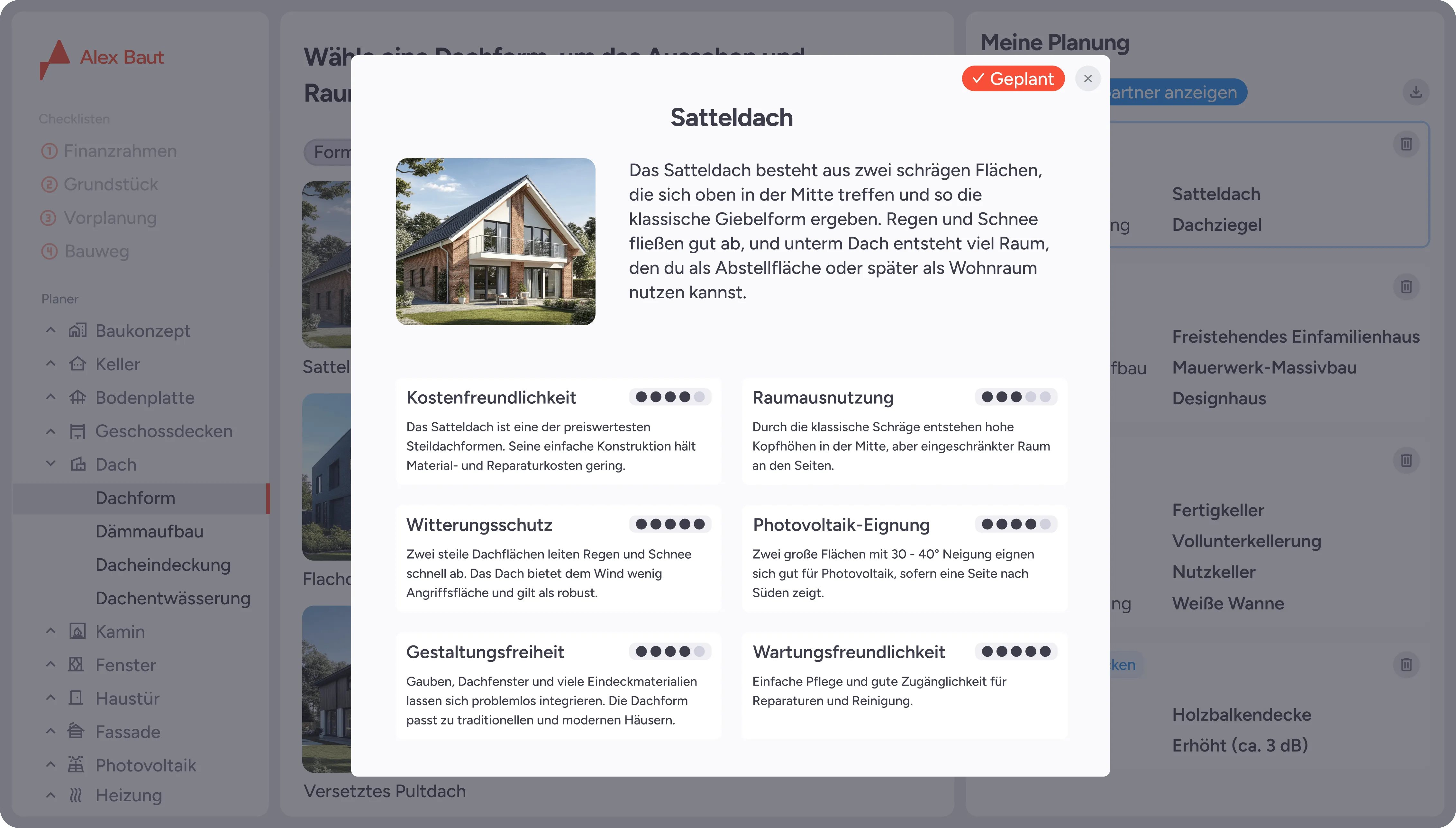 Ein Screenshot aus der Webanwendung