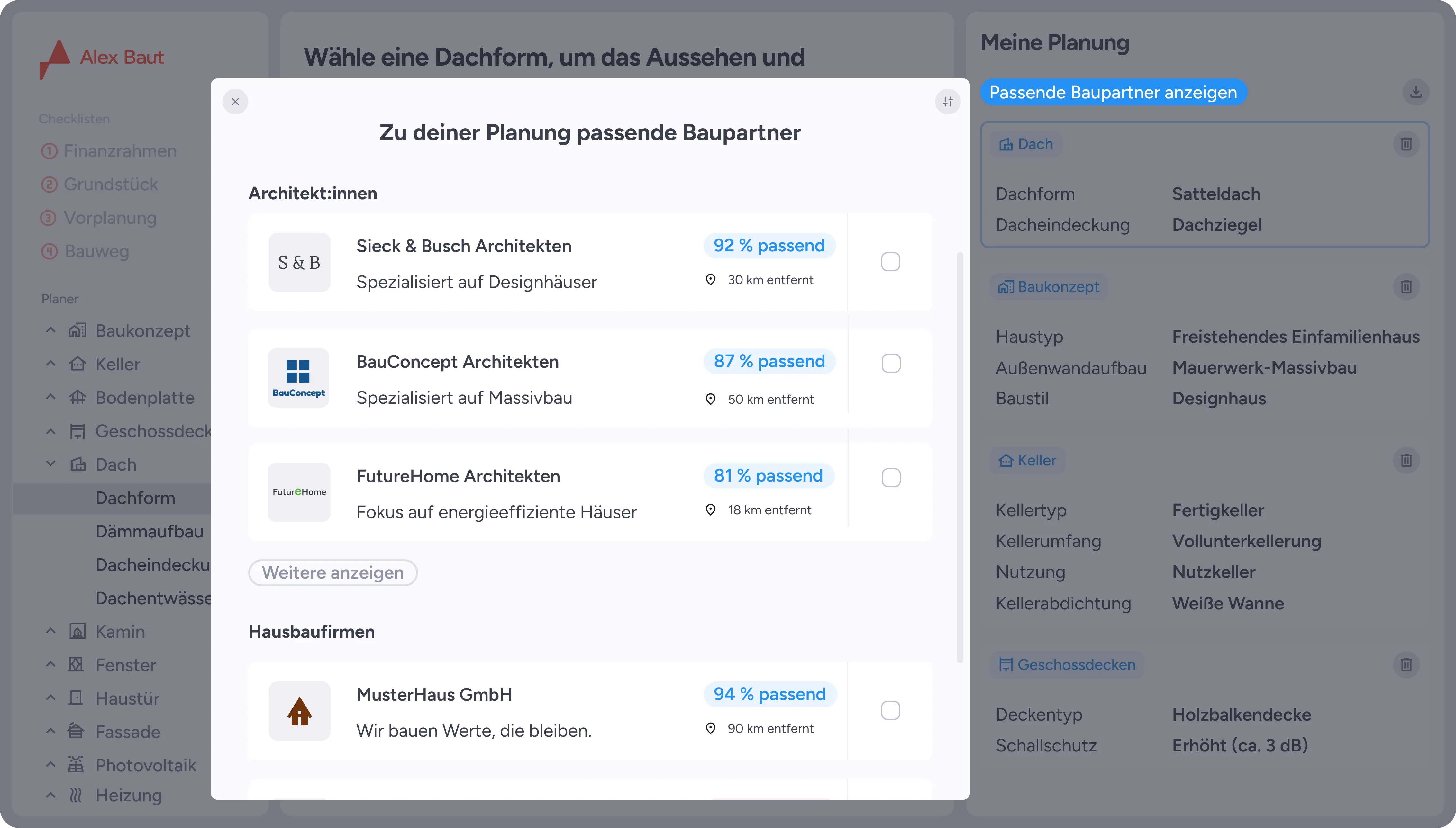 Ein Screenshot aus der Webanwendung